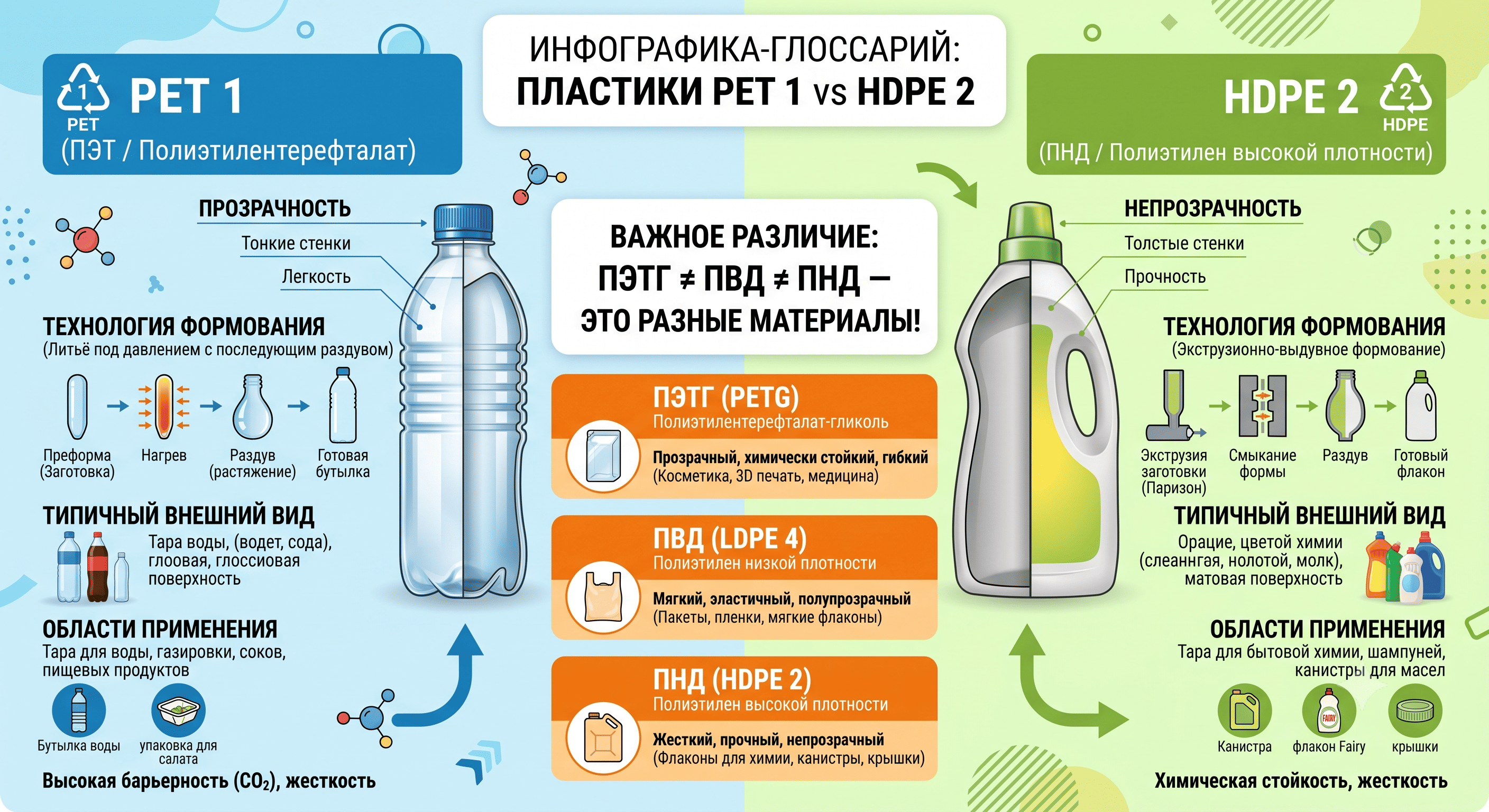 PET 1 и HDPE